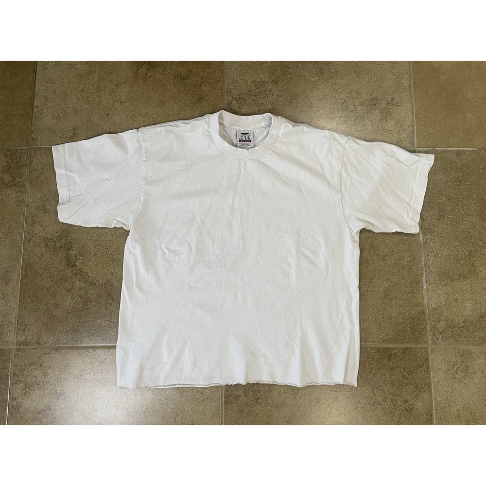 Vintage Pro Club Heavyweight T-Shirt Sz L Cropped White Blank Made in USA Y2K